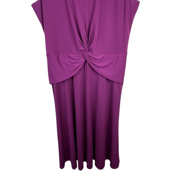 LAUREN Ralph Lauren Women's Twist-Front Jersey Dress Sz 16 Purple Midi A-Line - Picture 4 of 12